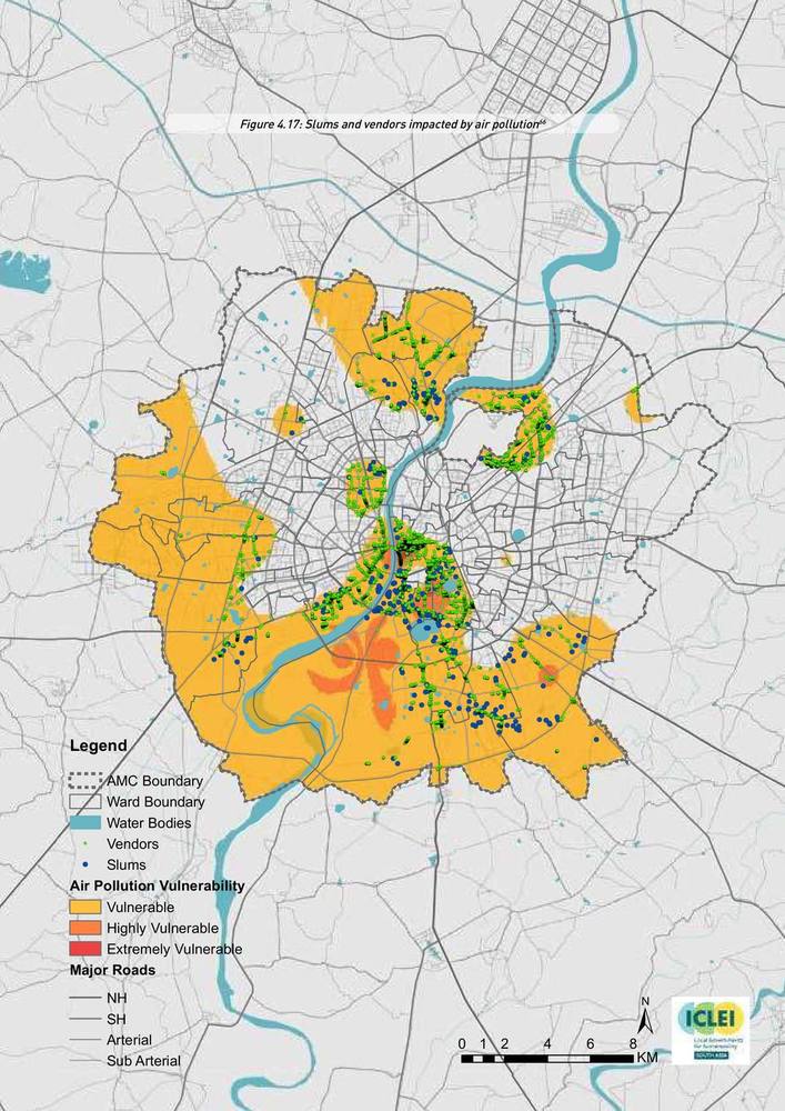 Slums and vendors impacted by air pollution.