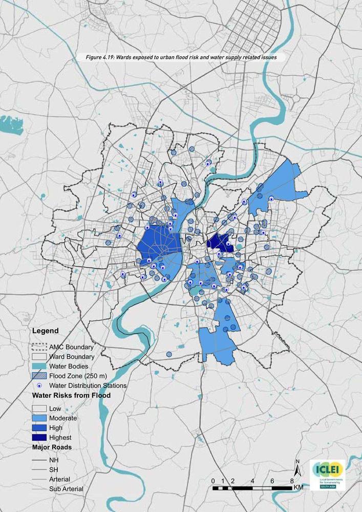 Wards exposed to urban flood risk and water supply issues.