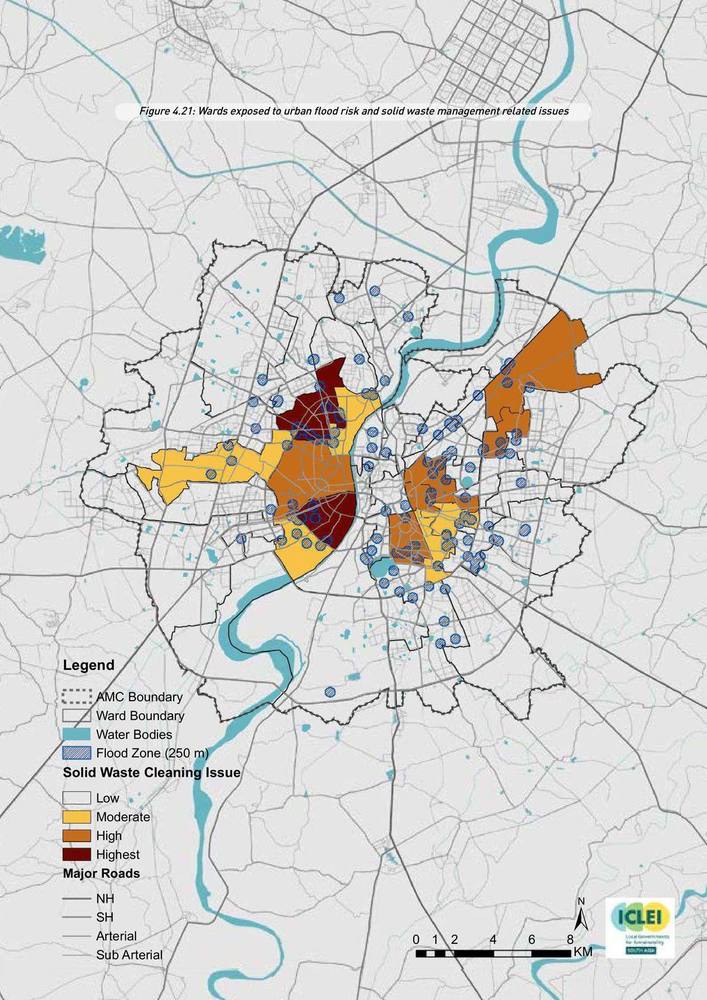 Wards exposed to urban flood risk and solid waste management issues.