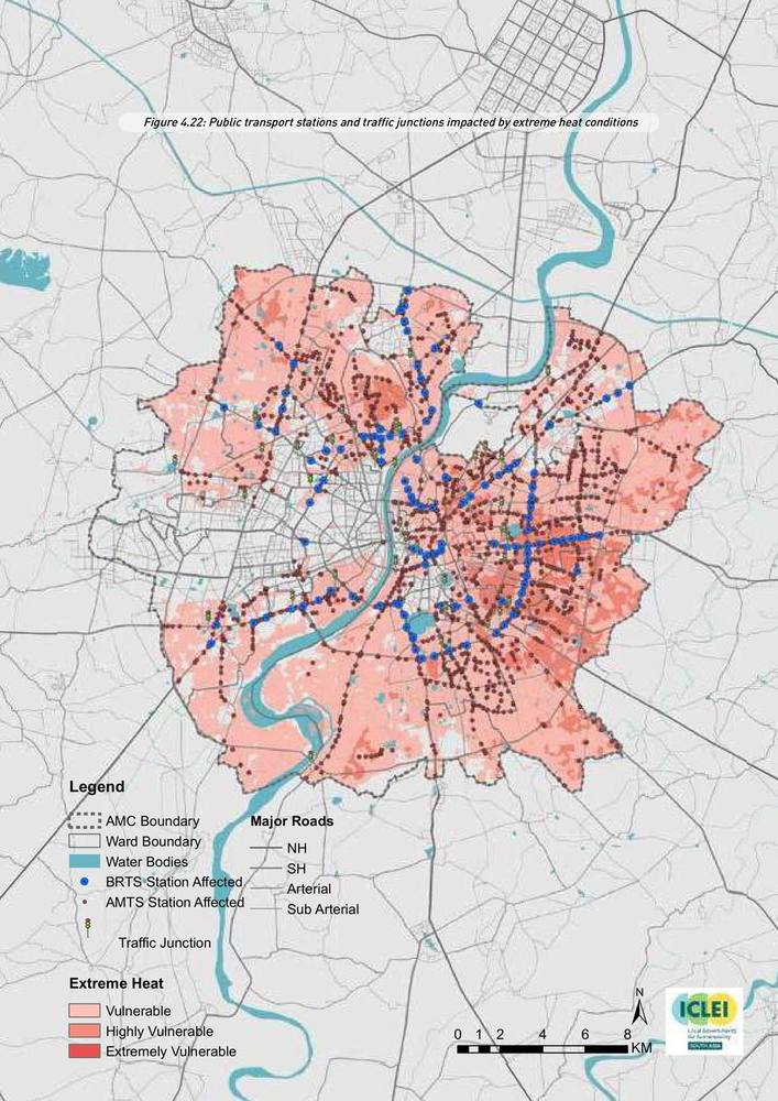 Public transport stations and traffic junctions impacted by extreme heat.