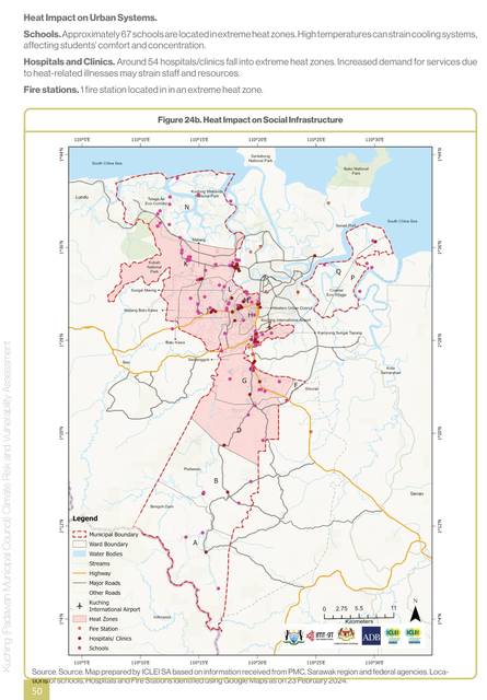Kuching (Padawan). Flood impacts on urban systems: the wards along the Sarawak Kiri and the Kuching–Serian road.