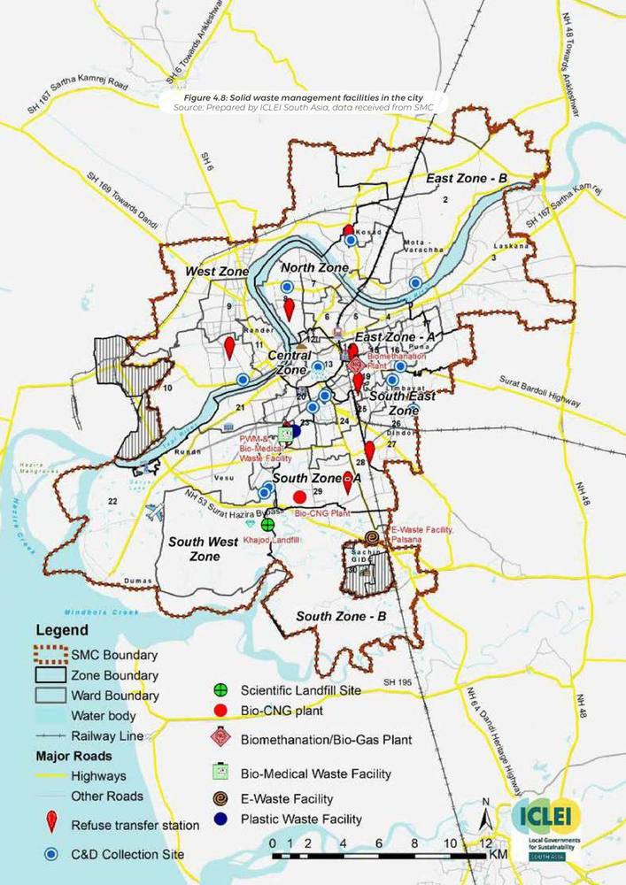 Solid waste management facilities. Transfer stations, processing plants, the Khajod landfill.