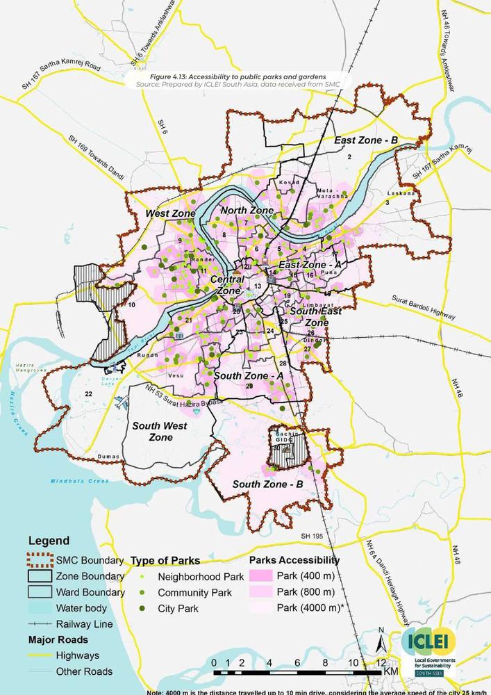 Accessibility to public parks and gardens.