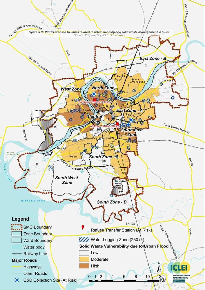 Wards exposed to urban flooding and solid waste management issues.