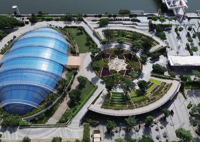 The domed garden from above.