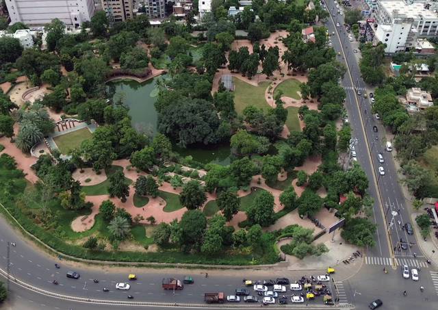A neighbourhood park inside the block.