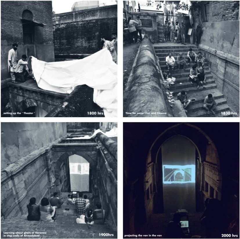 Six to eight. Setting up the theatre; the first people coming down the steps; learning where the light falls; projecting the vav onto the vav.