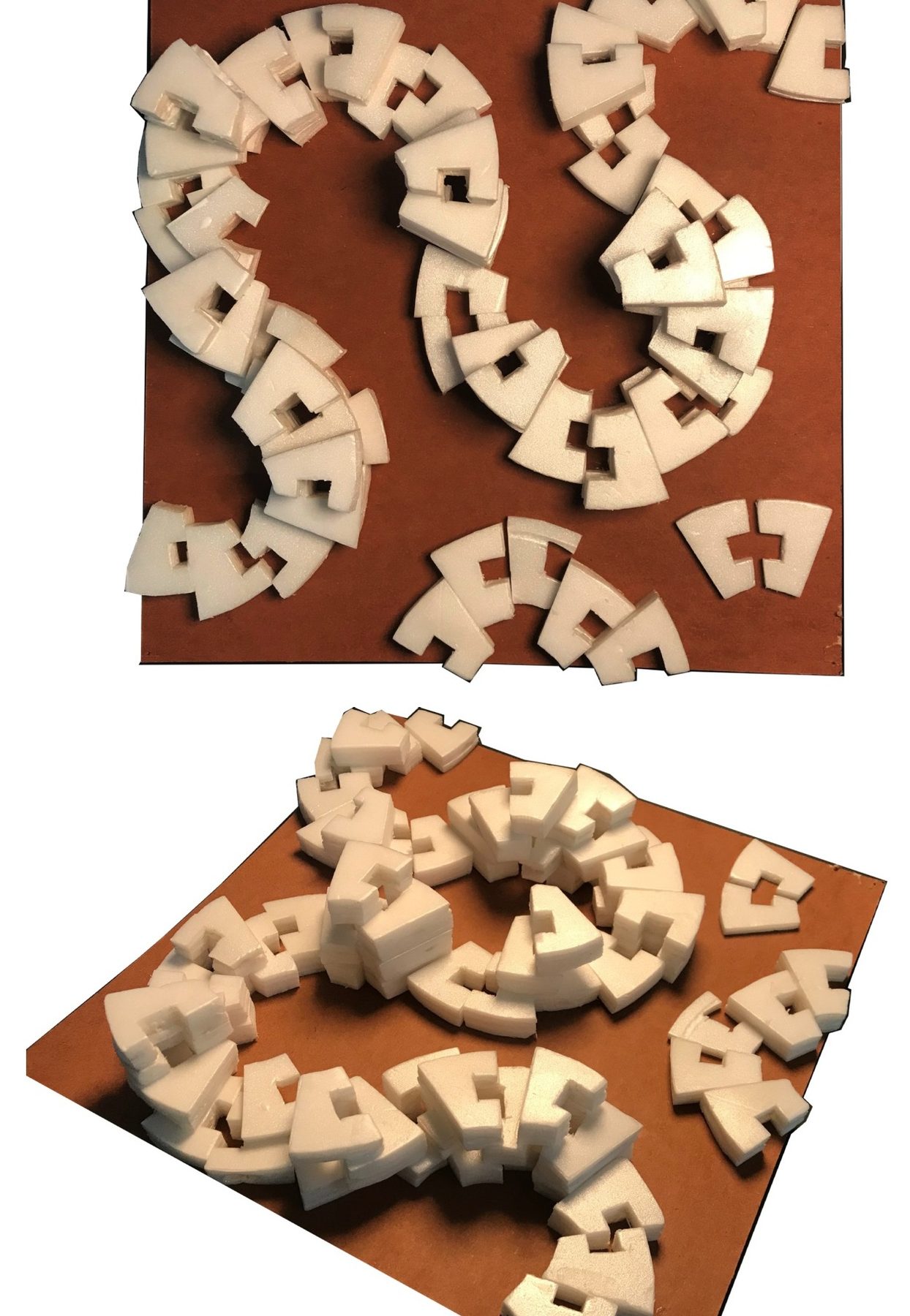 Study model. Three rings, the modules staggered so every unit has a terrace.