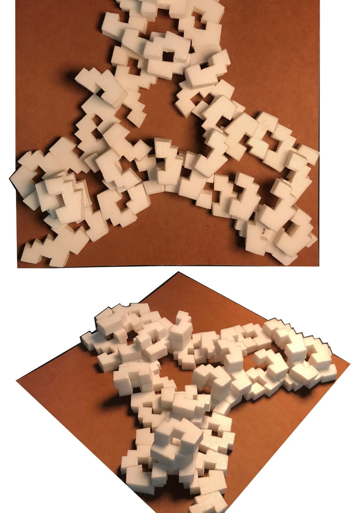 Study model. A chain, the shared spaces at the turns.