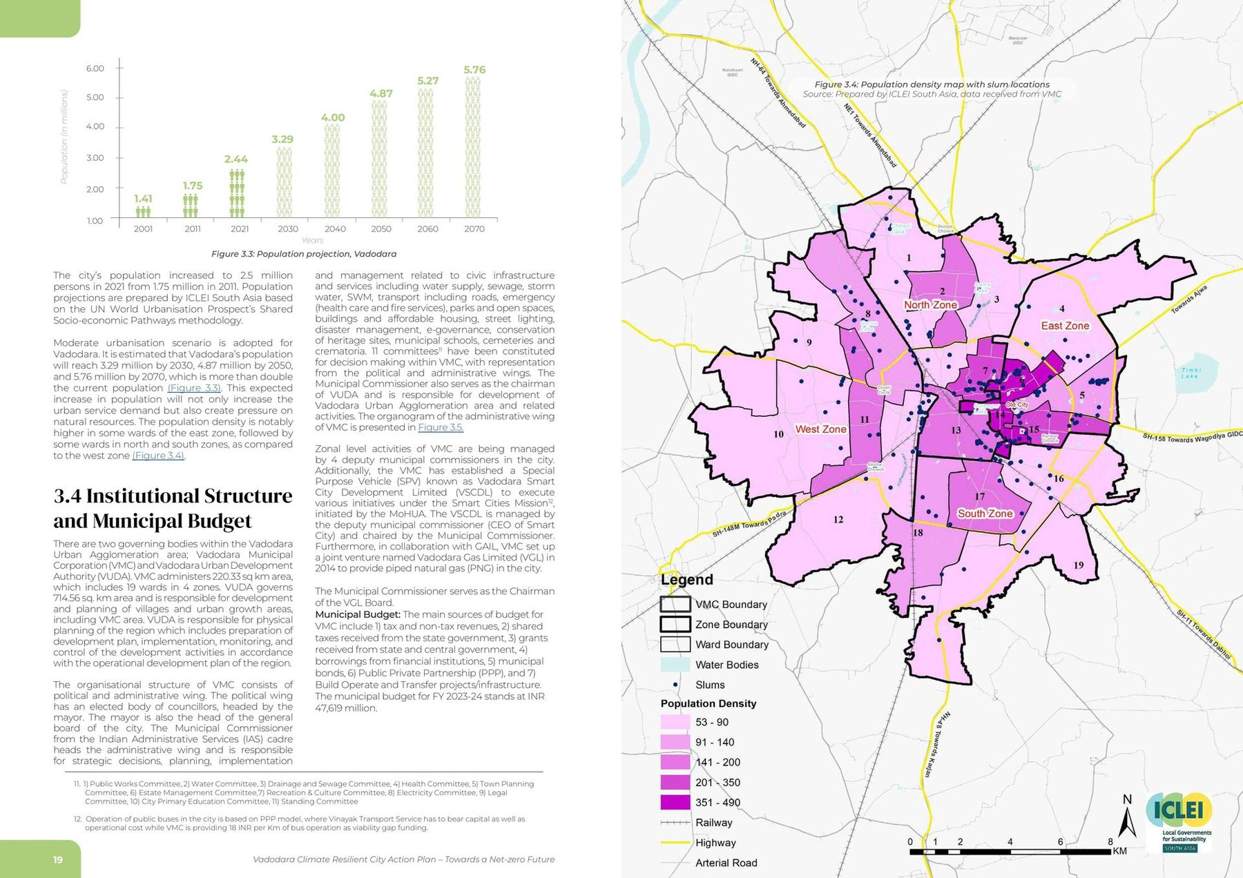 Demography. The city by ward, and the population the plan is written for.