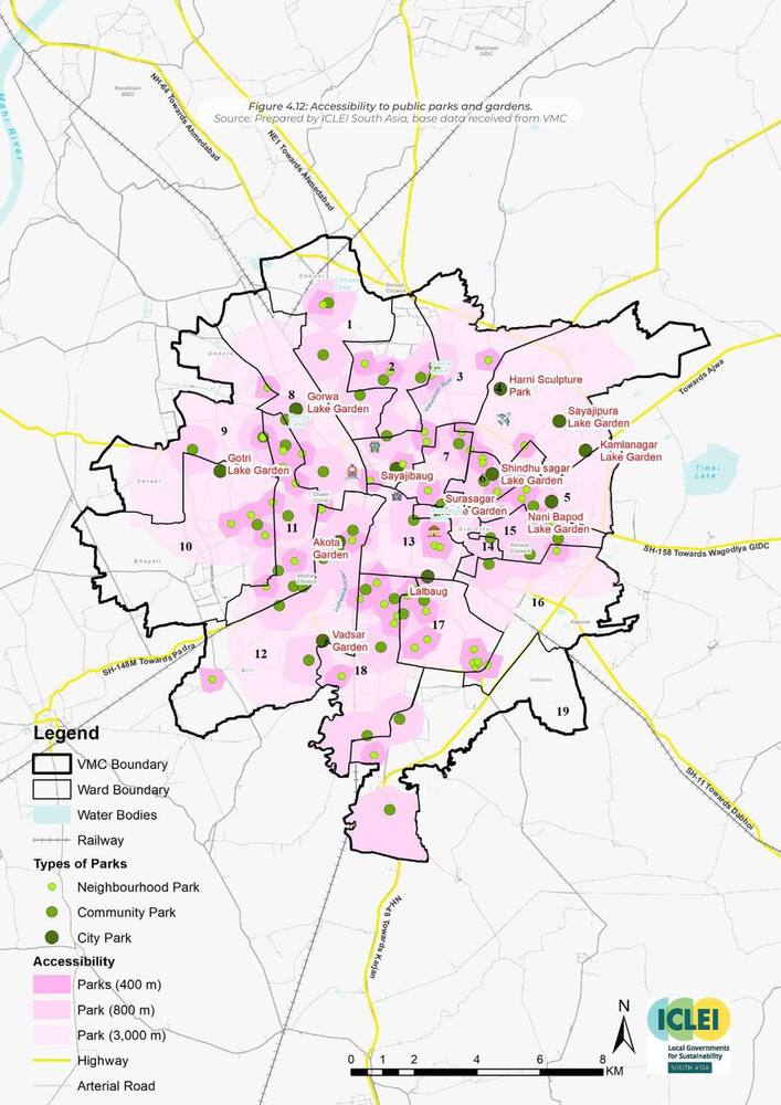 Accessibility to public parks and gardens.