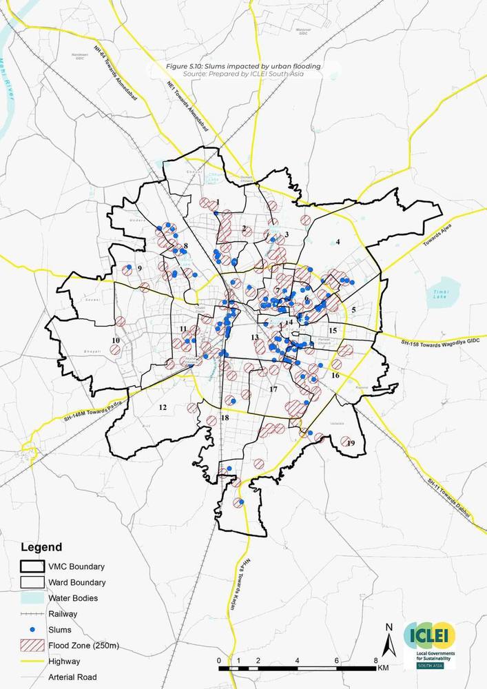 Slums impacted by urban flooding.