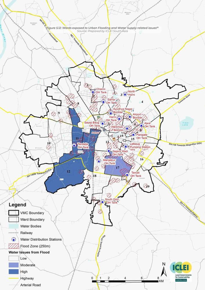 Wards exposed to urban flooding and water supply issues.